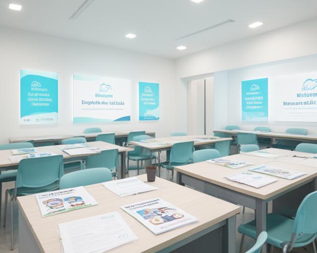 Bright and welcoming digital literacy training centre for seniors in Singapore, with desks and learning materials